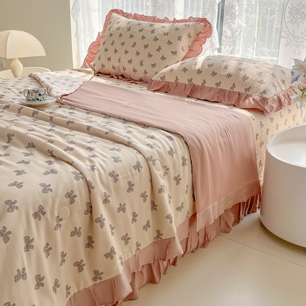 慕晨 2025新品天丝莫代尔夏被床盖四件套天丝夏凉被直播热款夏被四件套 洛可可