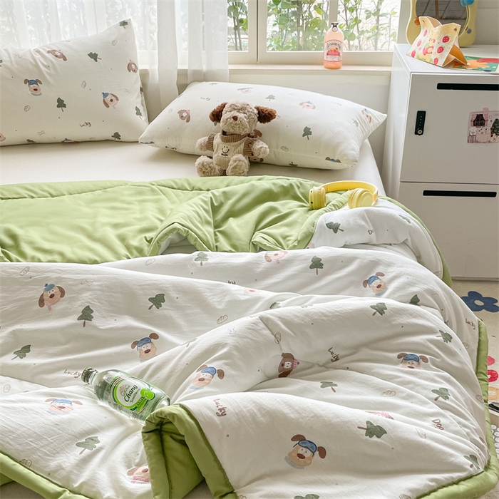 91家纺网 家纺一手货源 找家纺 美澳家纺 2025新款水洗棉印花夏被夏凉被空调被 幸运狗