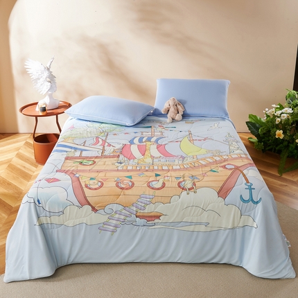 91家纺网 家纺一手货源 找家纺 巴宝路 2025新款ada和allen的朋友们系列凉感夏被夏凉被空调被安芯丝抗菌防螨低敏控敏 配送包装 Allen的大航海