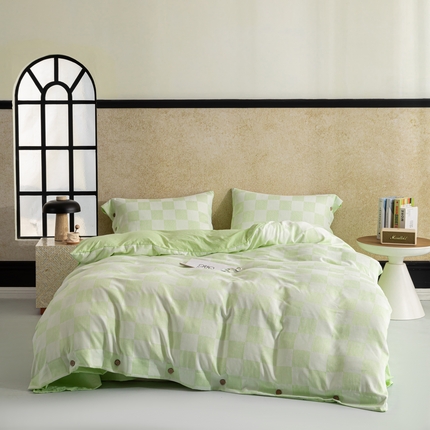 恋之语 2025新款亲肤舒适提花纽扣款四件套 格律时尚-浅绿