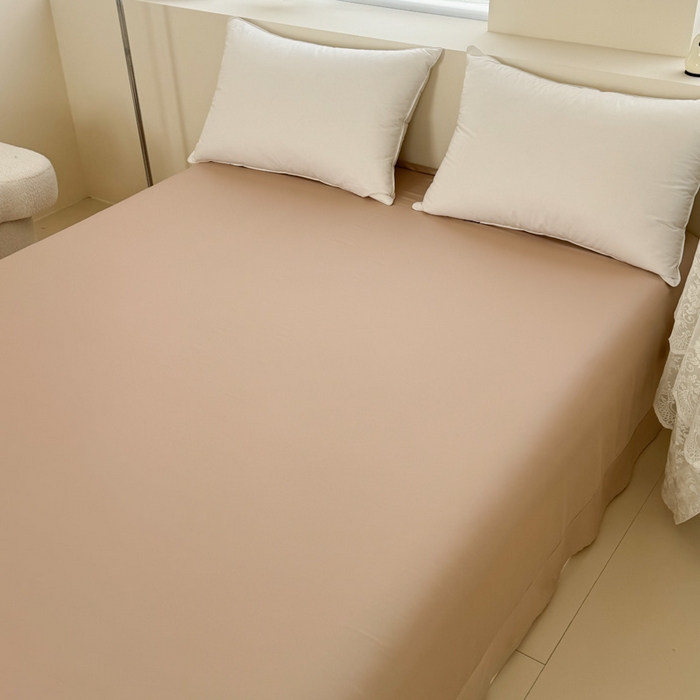 91家纺网 家纺一手货源 找家纺 艾迪尚家纺 2025新款A类纯色双拼长绒棉纯棉刺绣系列单品床单 床单单件（有单品 可定制） 灰杏谧境