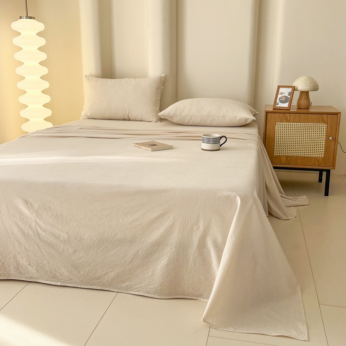 91家纺网 家纺一手货源 找家纺 恋之语家纺 2025新款全棉纯棉色织床单单品单床单床单单件 条纹咖