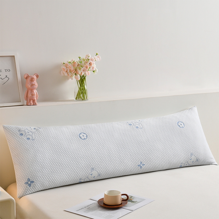 91家纺网 家纺一手货源 找家纺 艾兜坊 2025新款凉豆豆双人枕套 极简小熊-蓝