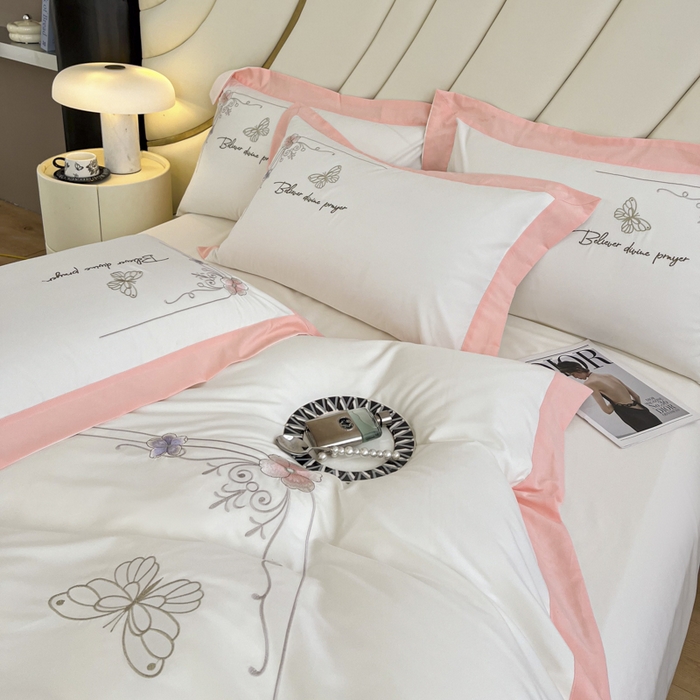 91家纺网 家纺一手货源 找家纺 恋之语 2025新款水洗棉刺绣四件套-锦绣花 锦绣花-浅玉