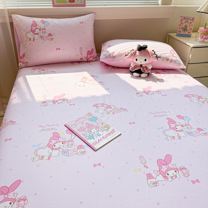 91家纺网 家纺一手货源 找家纺 呗旺鹿 2025新款正版三丽鸥全棉13372单品床单 童趣美乐蒂