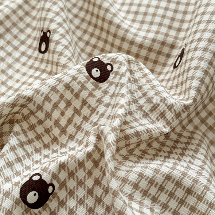 91家纺网 家纺一手货源 找家纺 丝芙妮家居2025新款水洗针织棉双层纱印花四件套 格子熊