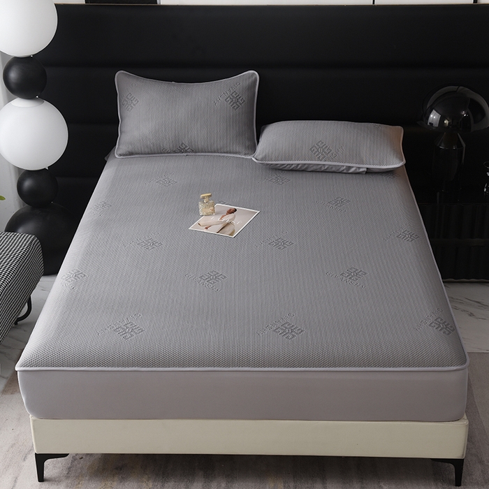 91家纺网 家纺一手货源 找家纺 绒多多 2025新款A类凉感冰豆豆席子凉席床笠款 绅士灰