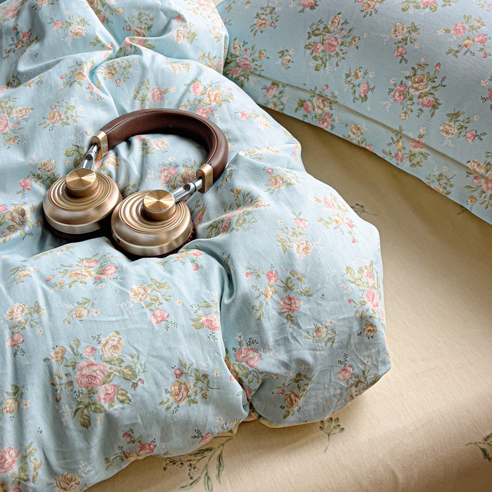 91家纺网 家纺一手货源 找家纺 暖芯优选 2025新款全棉纯棉一字绣四件套系列 素雅花香