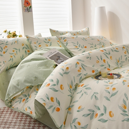 宇彬家纺 2025直播新款13070全棉纯棉印花单双人被套喷气小清新简约热款学生被罩枝间梦