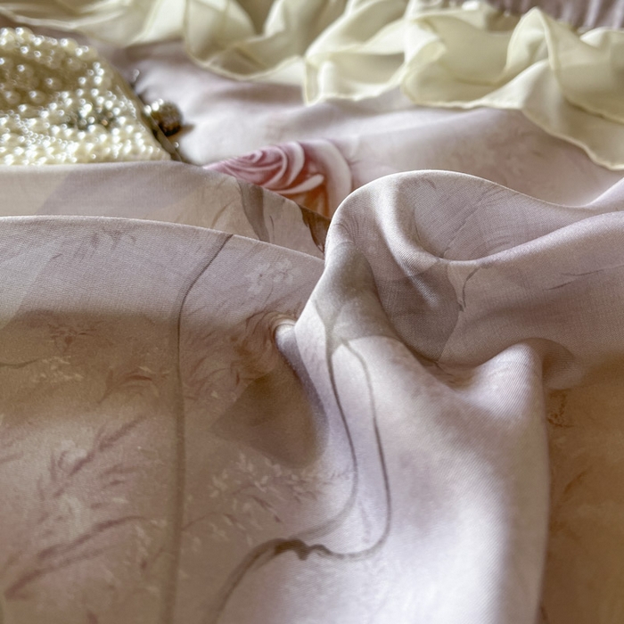 91家纺网 家纺一手货源 找家纺 亲亲公主 2025新款莱赛尔天丝棉玫瑰之恋四件套 玫瑰之恋一粉色