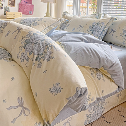 优选良品 2025新款全棉纯棉一字绣四件套系列 花影轻颜