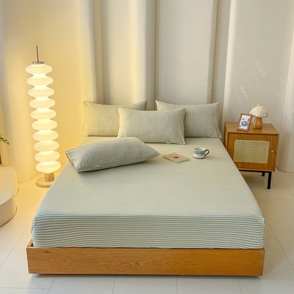 91家纺网 家纺一手货源 找家纺 （总）恋之语 2025新款全棉纯棉色织床笠单品单床笠床笠单件