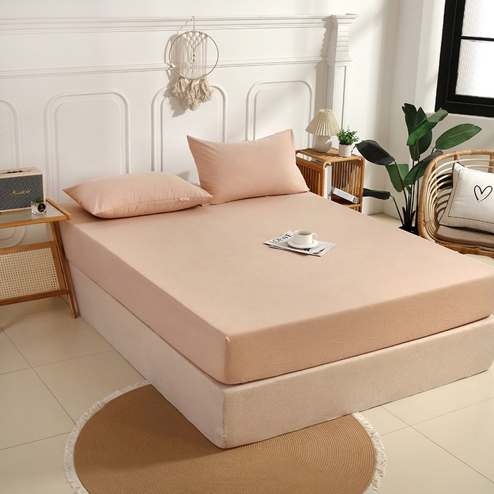 91家纺网 家纺一手货源 找家纺 恋之语 2025新款全棉纯棉色织床笠单品单床笠床笠单件 米驼青年