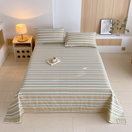 91家纺网 家纺一手货源 找家纺 （总）春皖家纺 2025新款A类全棉简约老粗纱布四件套风格一-普通款单床单