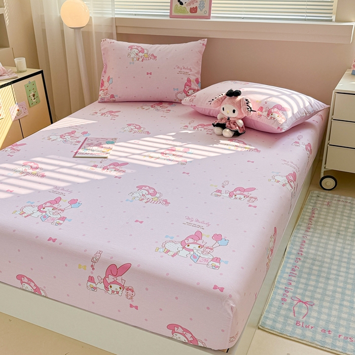 91家纺网 家纺一手货源 找家纺 呗旺鹿 2025新款正版三丽鸥全棉13372单品床笠 童趣美乐蒂