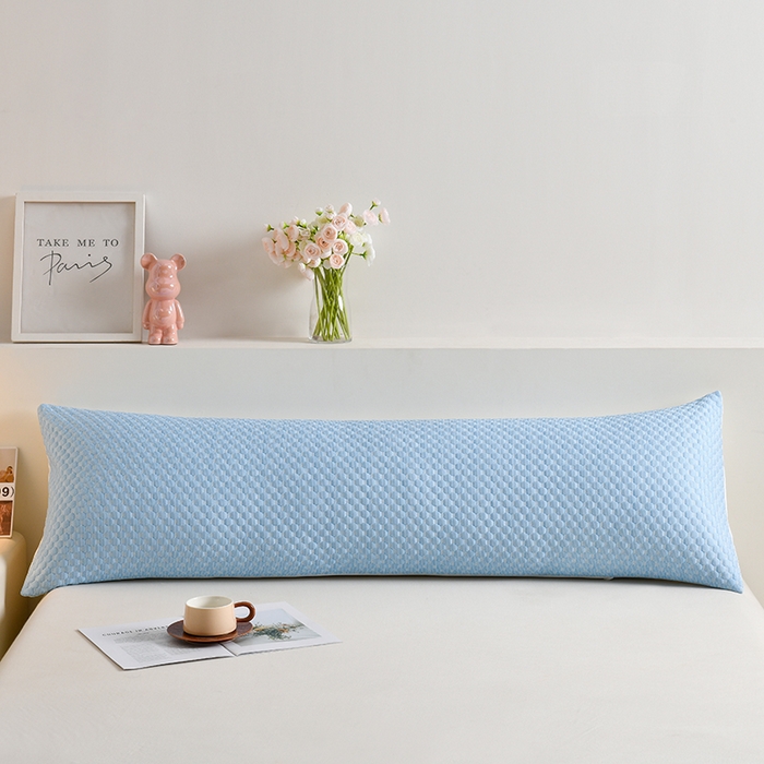 91家纺网 家纺一手货源 找家纺 艾兜坊 2025新款凉豆豆双人枕套 极简-蓝