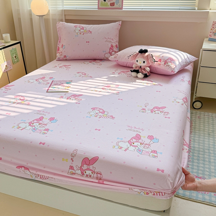 91家纺网 家纺一手货源 找家纺 呗旺鹿 2025新款正版三丽鸥全棉13372单品床笠 童趣美乐蒂