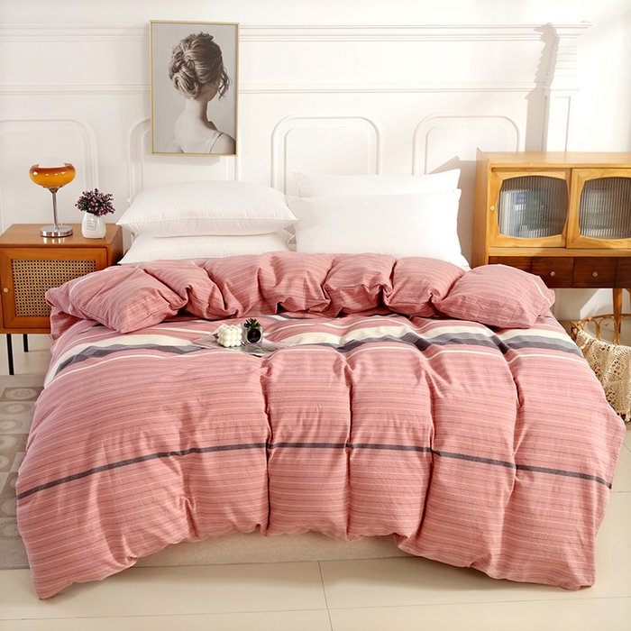 91家纺网 家纺一手货源 找家纺 恋之语 2025新款全棉纯棉色织被套单品单被套被套单件 丽人粉