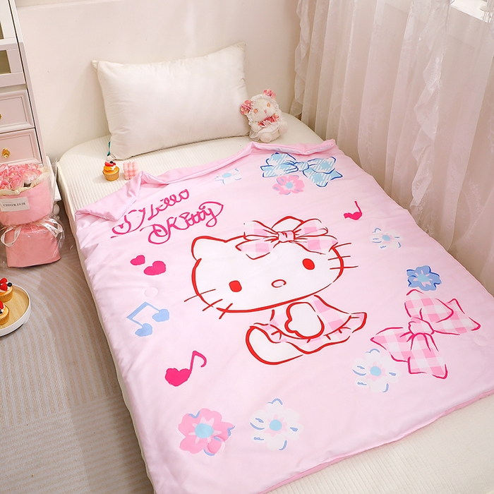 91家纺网 家纺一手货源 找家纺 2025新款三丽鸥正版授权库洛米儿童大版夏被夏凉被凉感天丝空调被夏凉被幼儿园午睡凉席夏被三件套 KT-甜心宝贝