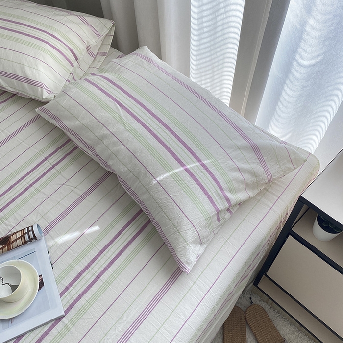 91家纺网 家纺一手货源 找家纺 艾咪-Amy ntmy 2025新款全棉纯棉色织水洗棉单品-平铺款 漫悠绿紫