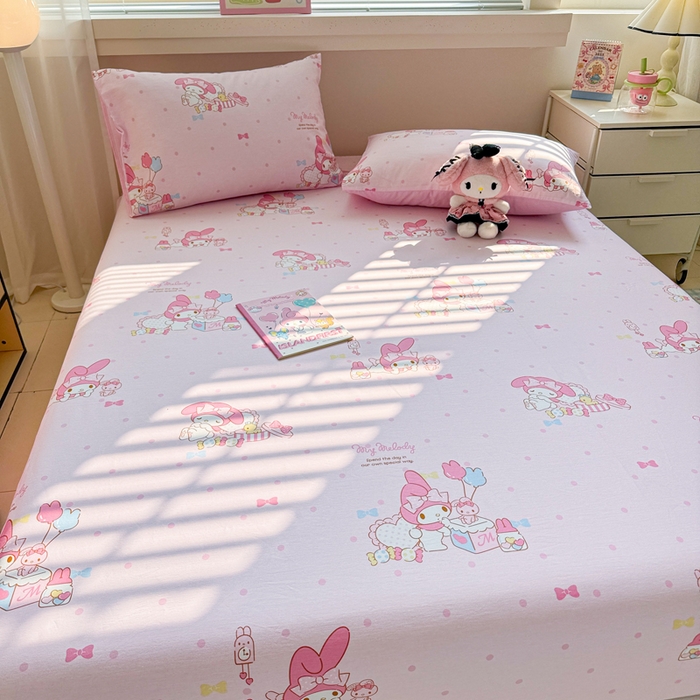 91家纺网 家纺一手货源 找家纺 呗旺鹿 2025新款正版三丽鸥全棉13372单品床笠 童趣美乐蒂