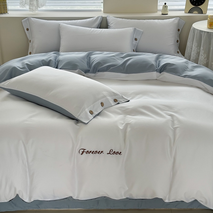 91家纺网 家纺一手货源 找家纺 艾迪尚家纺 2025新款A类纯色双拼长绒棉纯棉刺绣系列单品被套 被套单件（有单品 可定制） 白蓝序曲