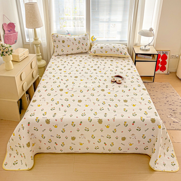 91家纺网 家纺一手货源 找家纺 羽爱家纺 2025全棉13372新疆棉花床盖三件套向日葵