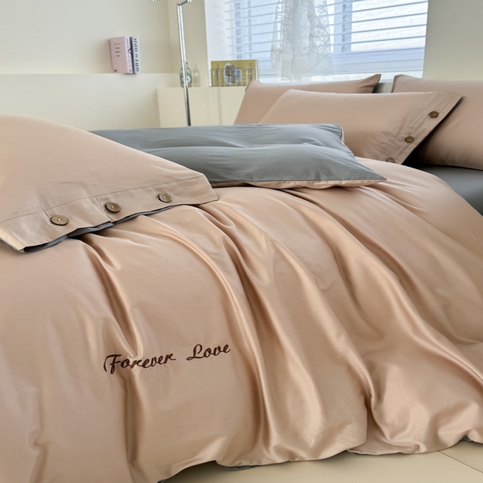 91家纺网 家纺一手货源 找家纺 艾迪尚家纺 2025新款A类纯色双拼长绒棉纯棉刺绣系列单品被套 被套单件（有单品 可定制） 杏灰双韵