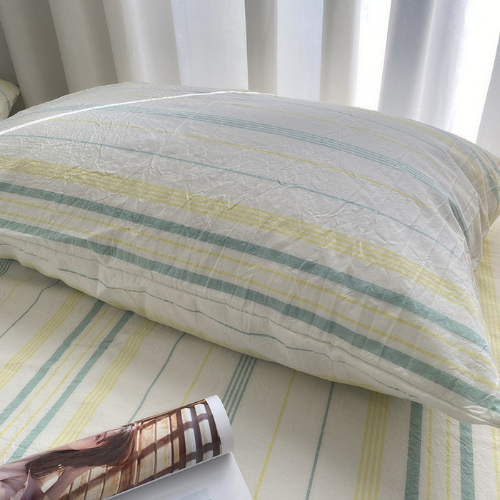 91家纺网 家纺一手货源 找家纺 艾咪-Amy ntmy 2025新款全棉纯棉色织水洗棉单品-平铺款 漫悠黄绿