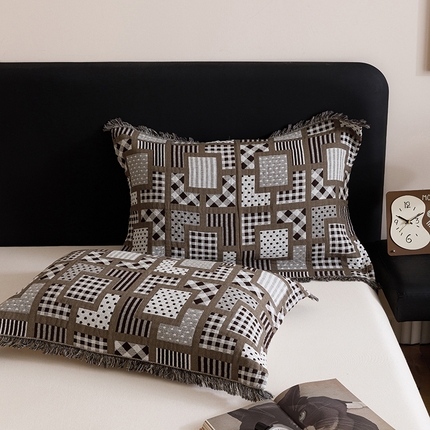 91家纺网 家纺一手货源 找家纺 （总）麻依2025新款色织提花流苏枕巾