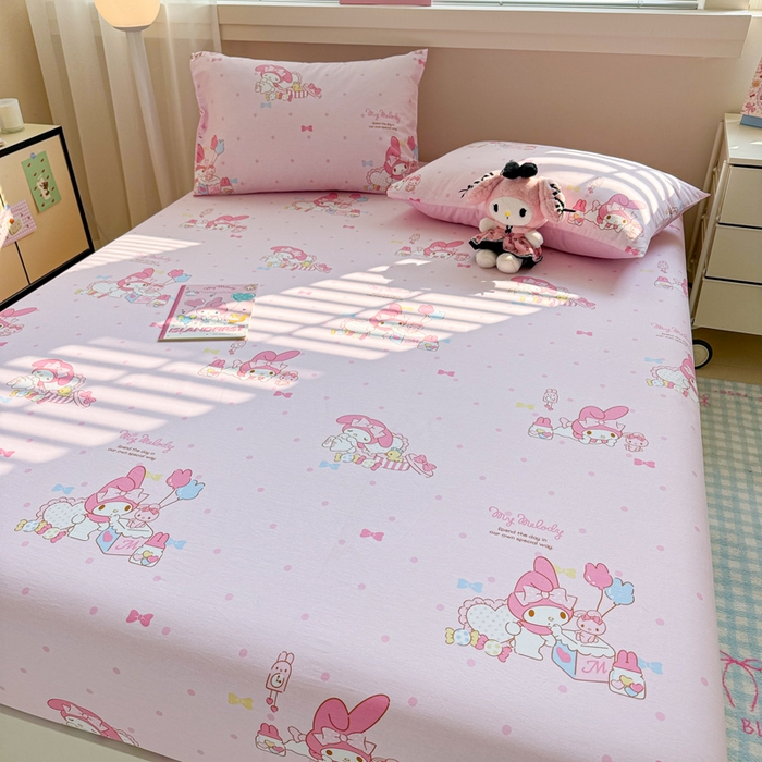 91家纺网 家纺一手货源 找家纺 呗旺鹿 2025新款正版三丽鸥全棉13372单品床笠 童趣美乐蒂