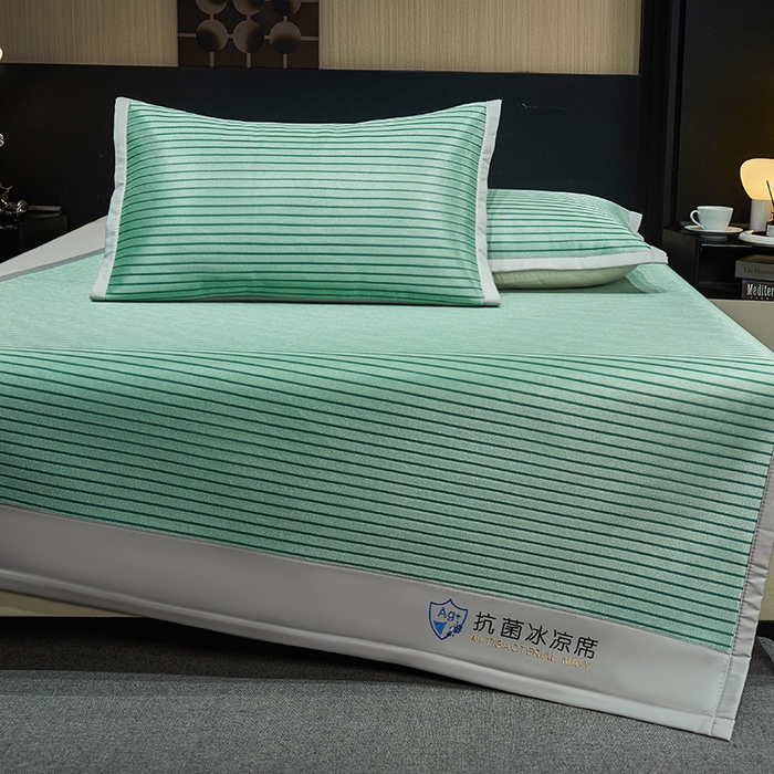 91家纺网 家纺一手货源 找家纺 999家纺 2025新款轻柔丝抗菌冰丝藤凉席（复合三明治款）宽包刺绣冰丝软席藤席 抗菌三明治冰丝藤席冰川-清新绿