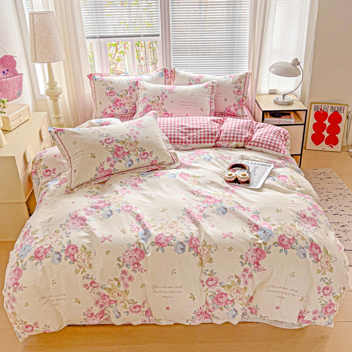 91家纺网 家纺一手货源 找家纺 暖芯优选 2025新款全棉纯棉一字绣四件套系列 花梦初