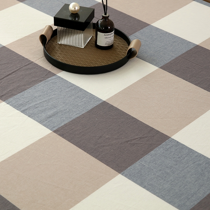 91家纺网 家纺一手货源 找家纺 恋之语 2025新款全棉纯棉色织床笠单品单床笠床笠单件 蓝大格