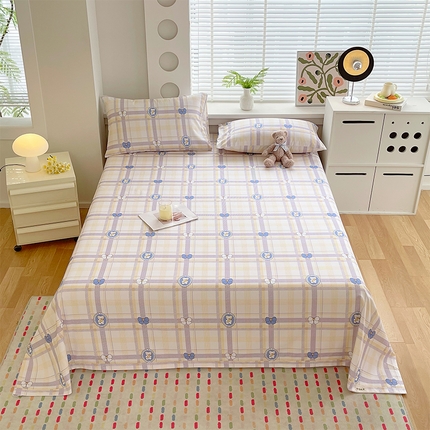 91家纺网 家纺一手货源 找家纺 （总）春皖家纺 2025新款A类全棉简约老粗纱布四件套风格一-普通款单床单