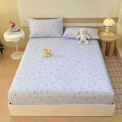 91家纺网 家纺一手货源 找家纺 （总）春皖家纺 2025新款A类全棉简约老粗纱布四件套风格一-普通款单床笠