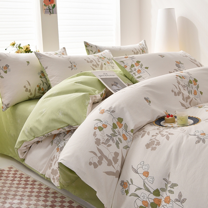 91家纺网 家纺一手货源 找家纺 宇彬家纺 2025直播新款13070全棉纯棉印花单双人被套喷气小清新简约热款学生被罩花香寻梦