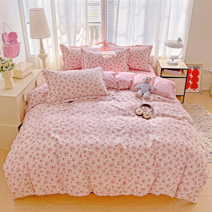 91家纺网 家纺一手货源 找家纺 暖芯优选 2025新款全棉纯棉一字绣四件套系列 甜美梦境