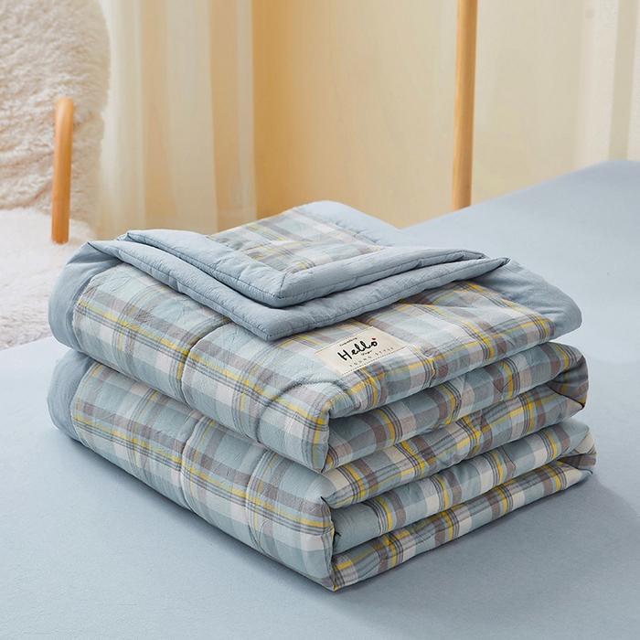 91家纺网 家纺一手货源 找家纺 恋人优选 2025新款纯棉色织水洗夏被 莫妮兰