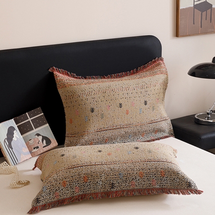 麻依2025新款色织提花流苏枕巾 星空森林