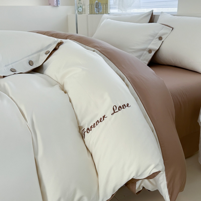 91家纺网 家纺一手货源 找家纺 艾迪尚家纺 2025新款A类纯色双拼长绒棉纯棉刺绣系列单品被套 被套单件（有单品 可定制） 奶驼逸居