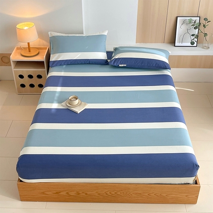 91家纺网 家纺一手货源 找家纺 （总）春皖家纺 2025新款A类全棉简约老粗纱布四件套风格一-普通款单床笠