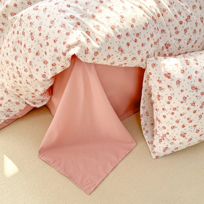 91家纺网 家纺一手货源 找家纺 丝芙妮家居2025新款水洗针织棉双层纱印花四件套 勿忘我