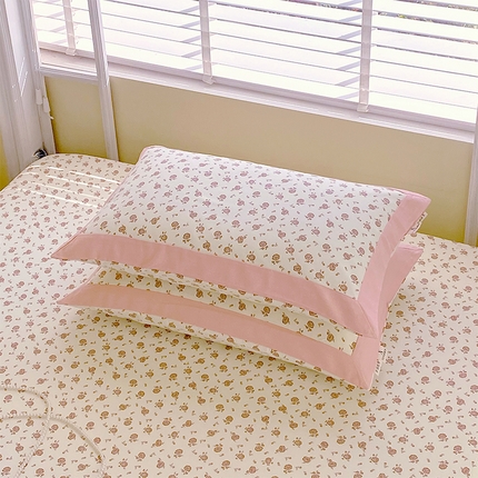 91家纺网 家纺一手货源 找家纺 （总）春皖家纺 2025新款A类全棉简约老粗纱布四件套风格一-工艺款单枕套