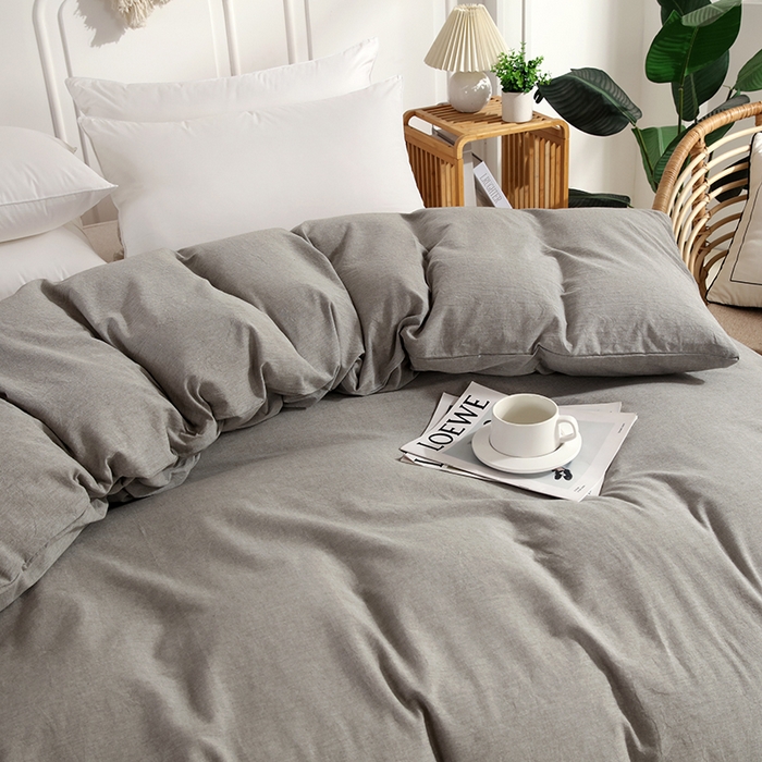 91家纺网 家纺一手货源 找家纺 恋之语 2025新款全棉纯棉色织被套单品单被套被套单件 冰山灰