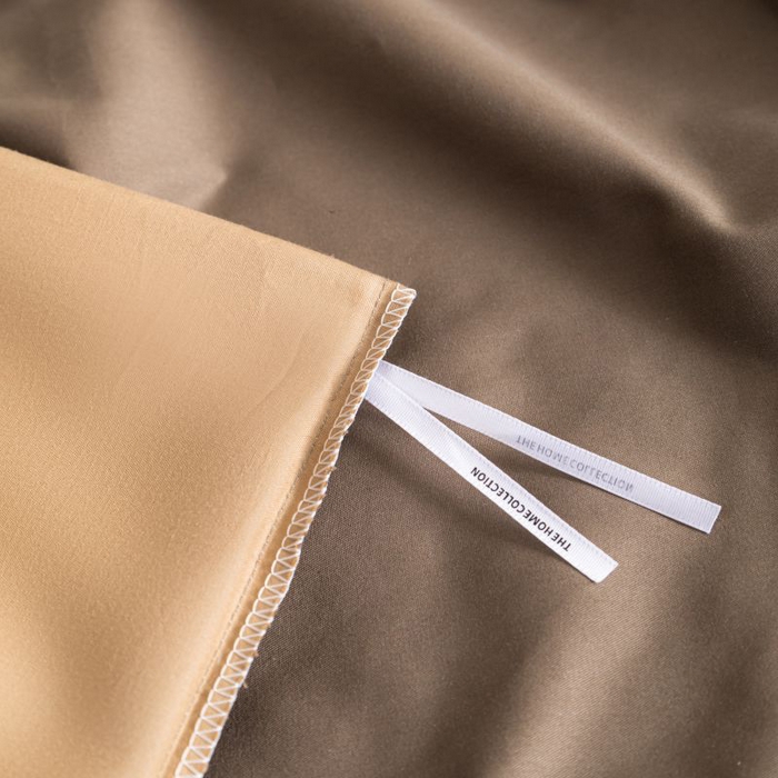 91家纺网 家纺一手货源 找家纺 恋之语 2025新款90克纯色双拼单被套 咖啡+卡其