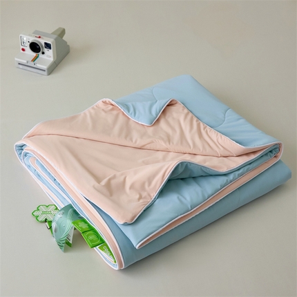 头等舱  2025新款锦氨凉感A类20大豆7A抗菌纯色空调被夏凉被夏被（配礼盒） 海水兰＋浅粉玉