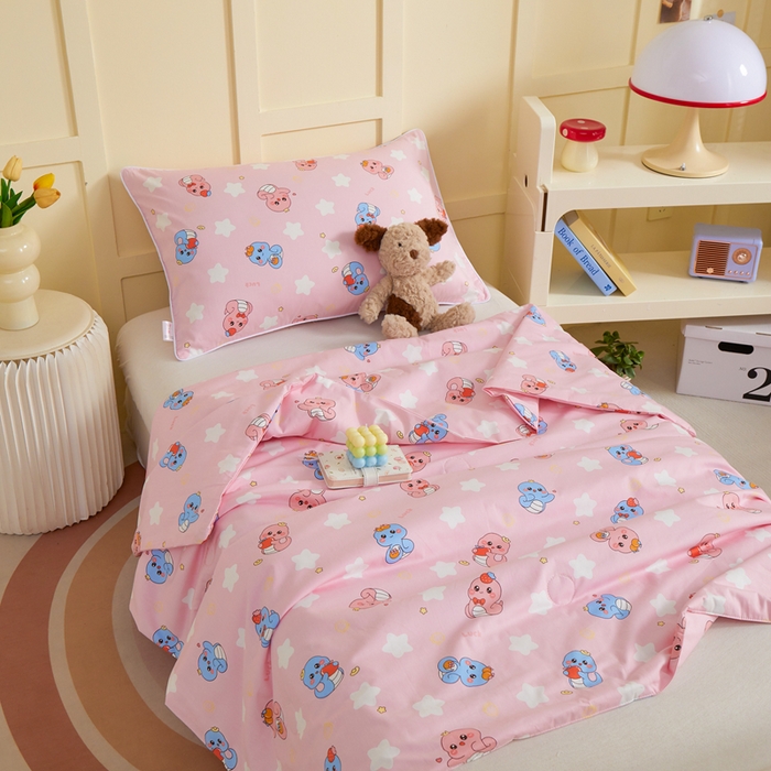 91家纺网 家纺一手货源 找家纺 ds生活馆 2025新款儿童学生纯棉精梳棉系列单夏被 水果恐龙