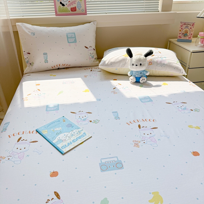 91家纺网 家纺一手货源 找家纺 呗旺鹿 2025新款正版三丽鸥全棉13372单品床单 运动帕恰狗