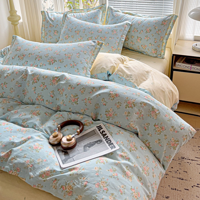 91家纺网 家纺一手货源 找家纺 暖芯优选 2025新款全棉纯棉一字绣四件套系列 素雅花香